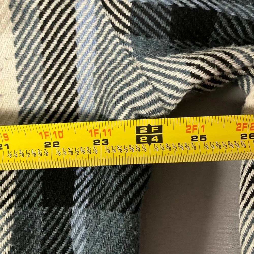RSQ Mens Blue Black White Plaid Flannel Shirt Jacket Shacket Medium